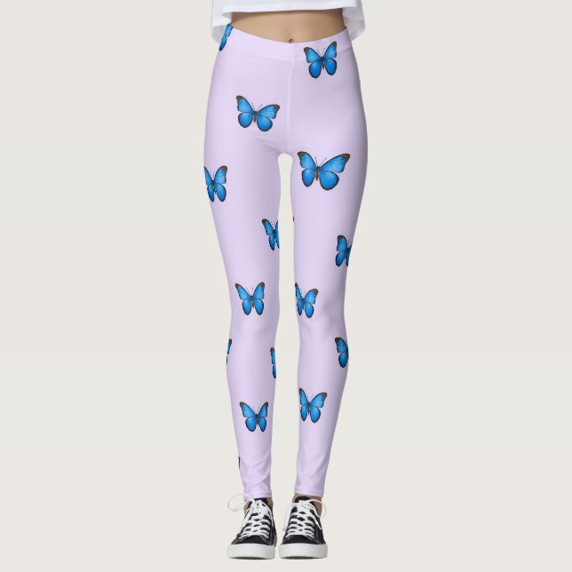 Blå Fjärilar Leggings (Framsida)