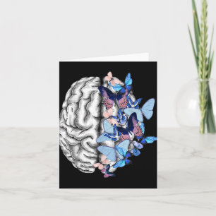 Blå fjärilar Mental Health Awareness Brain Psy Kort