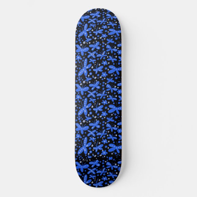 Blå fjärilar mini skateboard bräda 18,5 cm (Framsida)