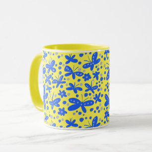 Blå fjärilar mugg