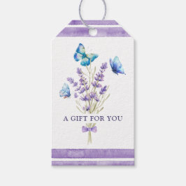 Blå fjärilar och lavendel presentkort presentetikett