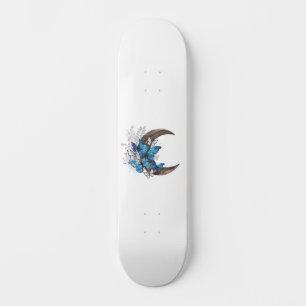 Blå fjärilar på träburk mini skateboard bräda 18,5 cm
