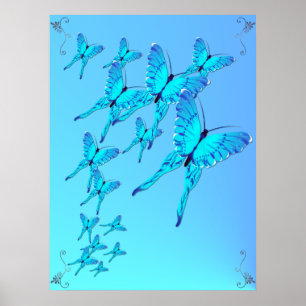Blå fjärilar Poster