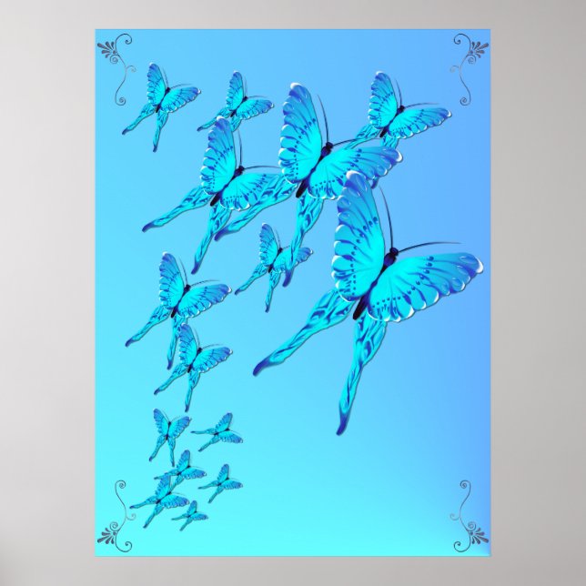 Blå fjärilar Poster (Framsidan)