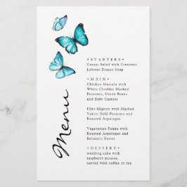Blå fjärilar. Snyggtens moderna meny bröllop