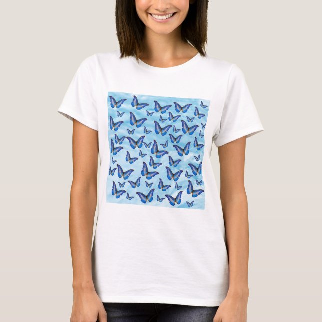 Blå fjärilar t shirt (Framsida)