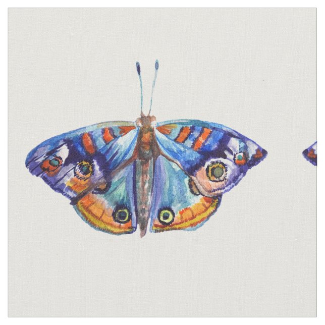 Blå fjärilar - vattenfärgsbild tyg (Närbild)