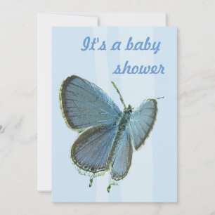 Blå fjärilsbaby shower-inbjudan inbjudningar