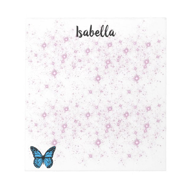 blå fjärilsbakgrund anteckningsblock (Framsida)