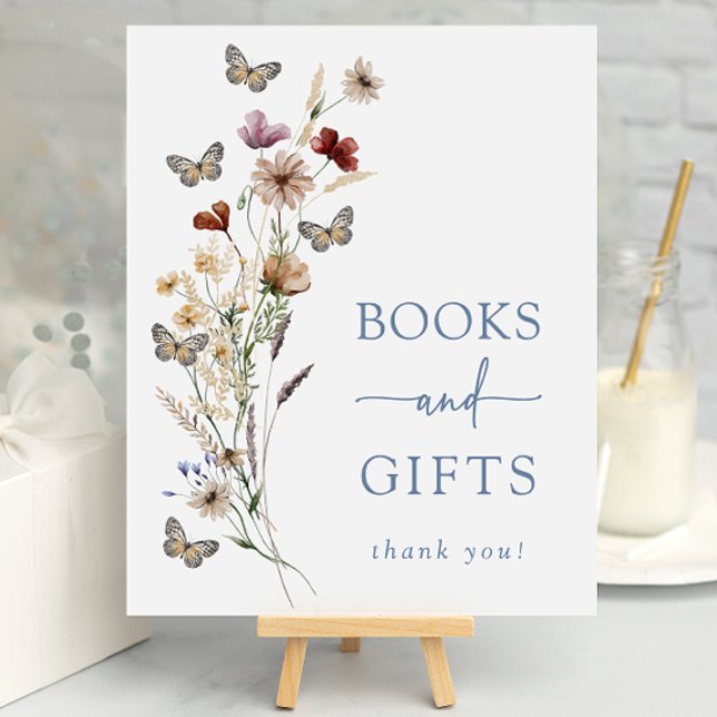 Blå Fjärilsgåvor Baby Shower Affisch (Blue Butterfly Gifts Baby Shower Poster by Painted Paperie
)