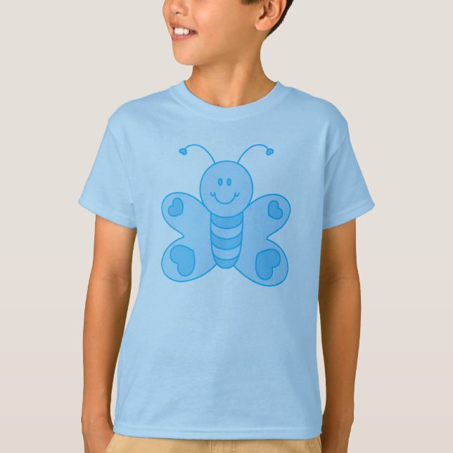 Blå Fjärilskjorta Tee Shirt (Framsida)