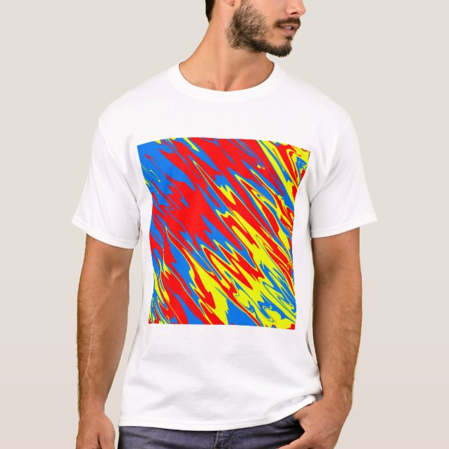 Blå fläckfärgad Gult T Shirt (Framsida)