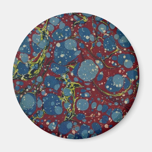 Blå fläckig röd marbling magnet (Framsidan)