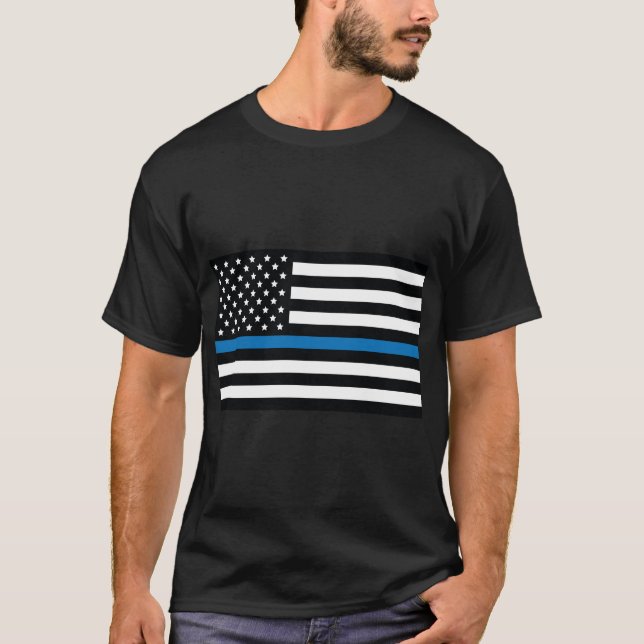 Blå flagga, amerikansk flagga med blå rand t shirt (Framsida)