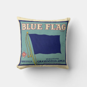 Blå Flagga äppeletikett Dekorativ kudde