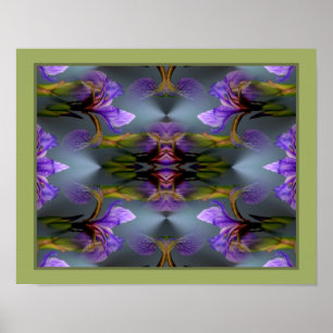 Blå Flagga Iris Blomma Abstrakt Natur Poster