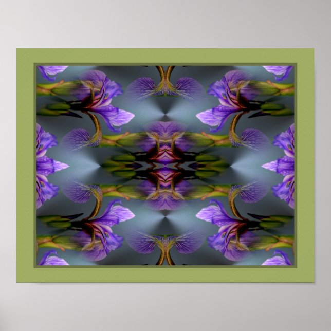 Blå Flagga Iris Blomma Abstrakt Natur  Poster (Framsidan)