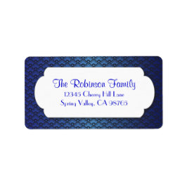 Blå Fläkt Mönster med vit Ram Adressetikett