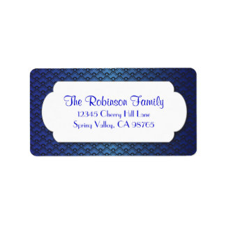 Blå Fläkt Mönster med vit Ram Adressetikett