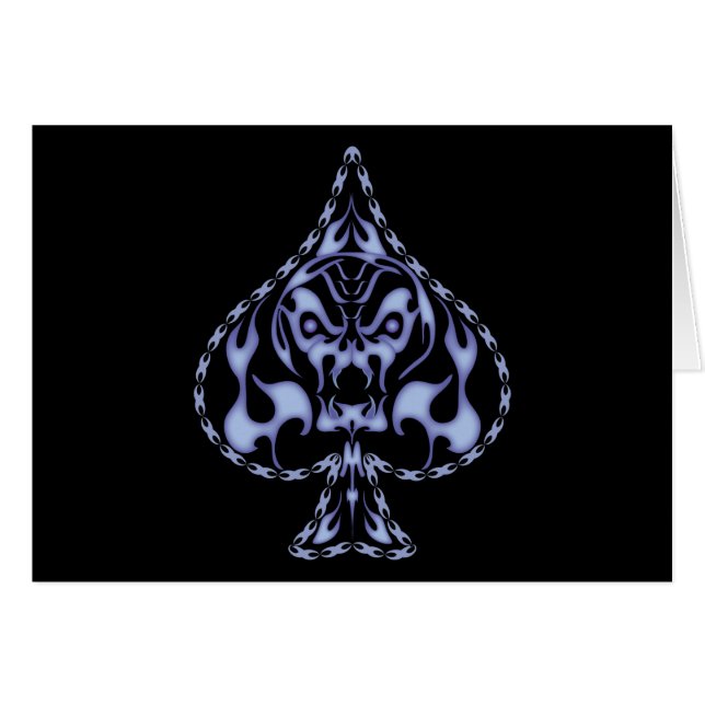 Blå flamfärgspade med skal hälsningskort (Framsidan Horizontal)