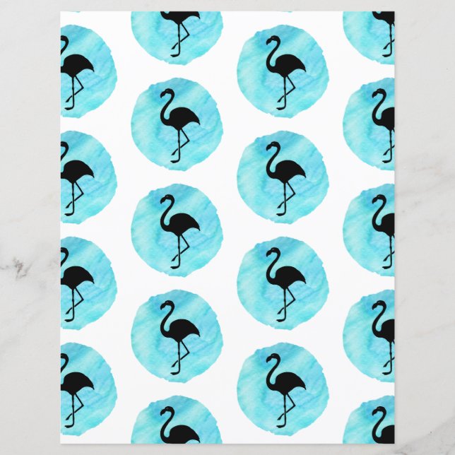 Blå Flamingo Mönster Scrapbook Papper (Framsida)