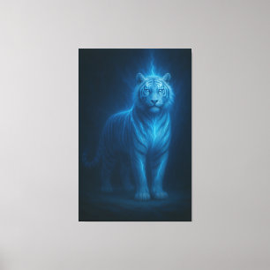 Blå Flamma Blixt Vit Tiger – Celestial Storm Canvastryck