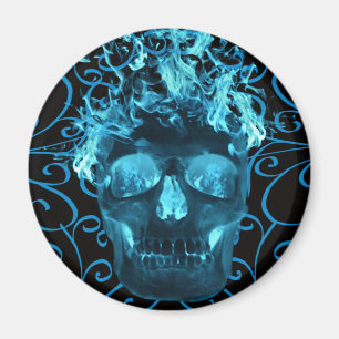 Blå flamma med SKULL-magnet Magnet