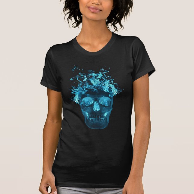 Blå flamma Skull T-Shirt (Framsida)