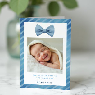 Blå Flatsbyx Baby Shower Tacksamhets Fotokort Tack Kort