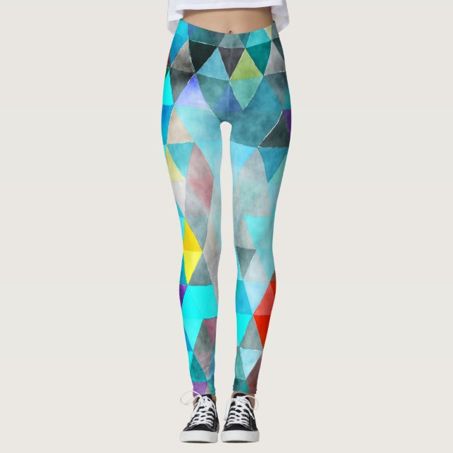 blå flerfärgad mönstrad leggings (Framsida)