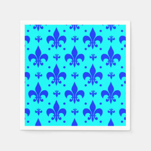 Blå Fleur-de-lis Mönster Design Pappersservett