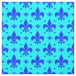 Blå Fleur-de-lis Mönster Design Tyg