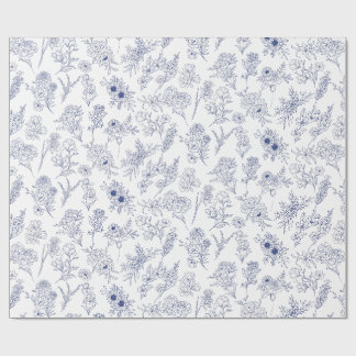 blå fleurs de saison presentpapper
