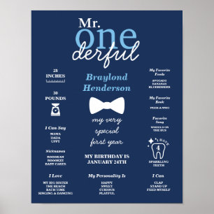 Blå Flibindelse Mr Onederful Milstolpe Poster