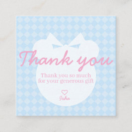 Blå flicka Björn Baby Shower Tacksamhetskort Fyrka Tilläggskort