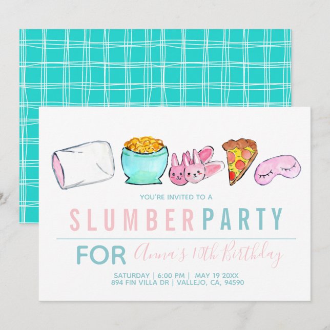 Blå flickvän Sjubla-slumpartinbjudan Inbjudningar (Fram/baksida)