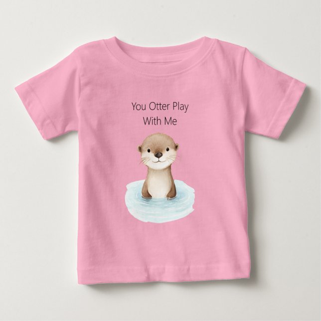 Blå floden Söt utter   T Shirt (Framsida)