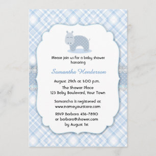 Blå Flodhäst, Baby Shower Inbjudningar