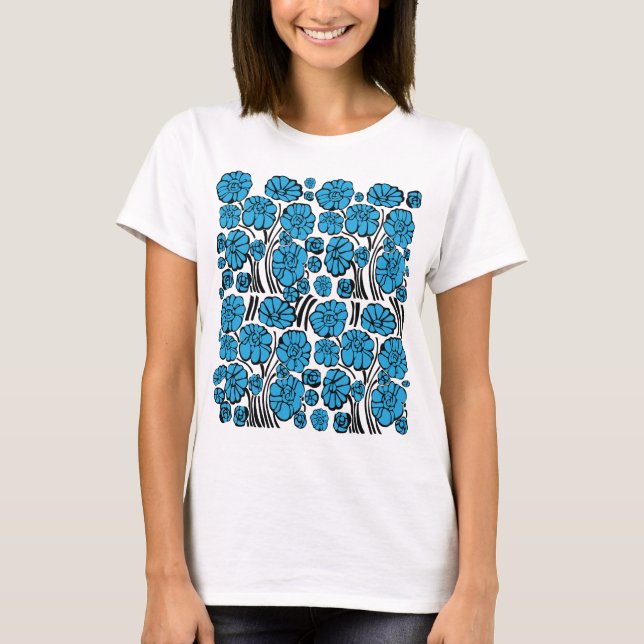Blå flora t shirt (Framsida)