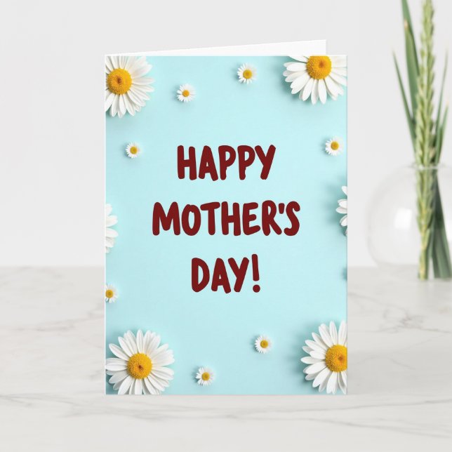 Blå floristisk morsdagskort kort (Framsida)
