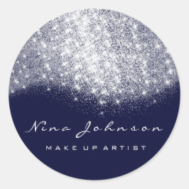 Blå flottan Silver Grått Glitter Makeup Artist Bea Runt Klistermärke