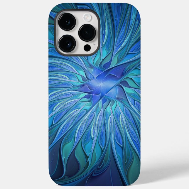 Blå Flower Fantasy Mönster, Abstrakt Fractal Art (Baksida)