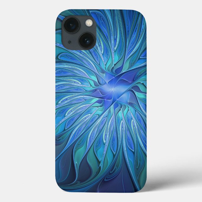 Blå Flower Fantasy Mönster, Abstrakt Fractal Art (Baksida)