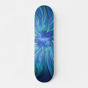 Blå Flower Fantasy Mönster, Abstrakt Fractal Art Mini Skateboard Bräda 18,5 Cm