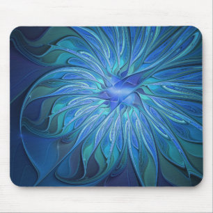 Blå Flower Fantasy Mönster, Abstrakt Fractal Art Musmatta