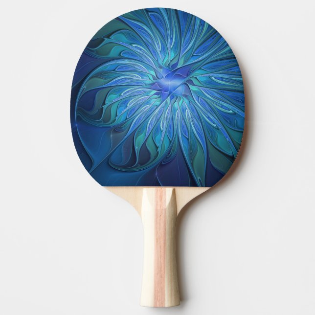 Blå Flower Fantasy Mönster, Abstrakt Fractal Art Pingisracket (Framsidan)