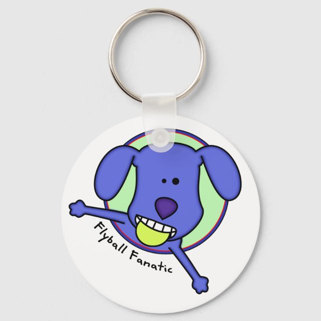 Blå Flyball Fanatic Keychain Nyckelring (Framsida)