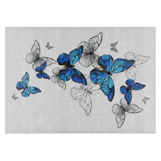 Blå Flygande Fjärilar Morpho (Framsidan)