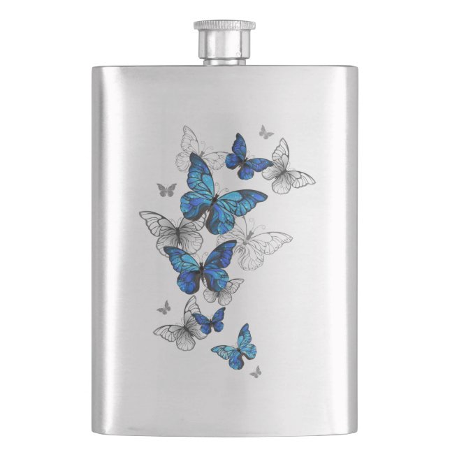 Blå Flygande Fjärilar Morpho Fickplunta (Framsidan)