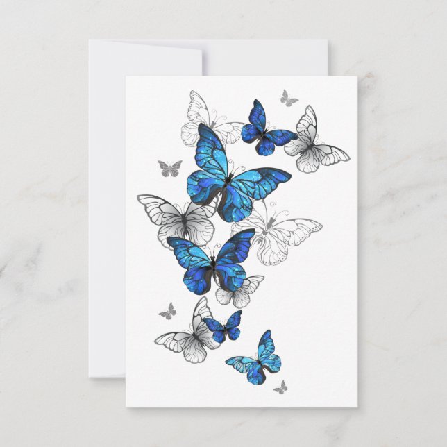 Blå Flygande Fjärilar Morpho Meddelande (Framsida)